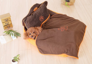 3PCS Pet Bed with ,Soft Pillow & Blanket